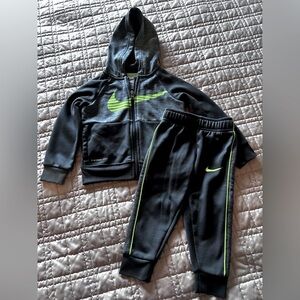 Nike Kids Grey and Neon Green Tracksuit